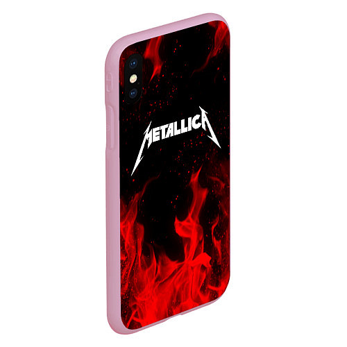 Чехол iPhone XS Max матовый METALLICA НА СПИНЕ / 3D-Розовый – фото 2