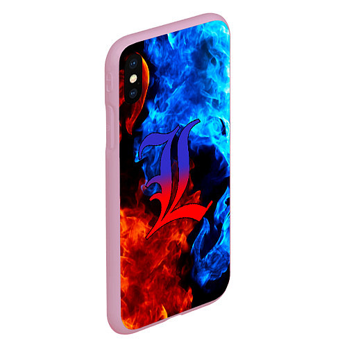 Чехол iPhone XS Max матовый L letter fire / 3D-Розовый – фото 2