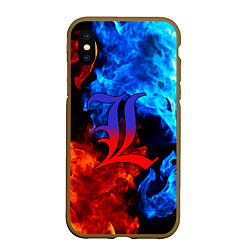 Чехол iPhone XS Max матовый L letter fire, цвет: 3D-коричневый