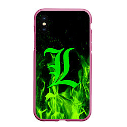 Чехол iPhone XS Max матовый L letter flame, цвет: 3D-малиновый