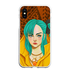 Чехол iPhone XS Max матовый Billie Eilish: Turquoise Hair, цвет: 3D-белый