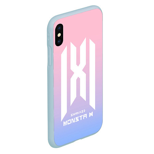 Чехол iPhone XS Max матовый Monsta X / 3D-Голубой – фото 2