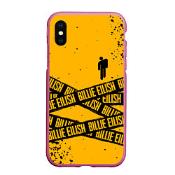 Чехол iPhone XS Max матовый BILLIE EILISH: Yellow Tape, цвет: 3D-малиновый