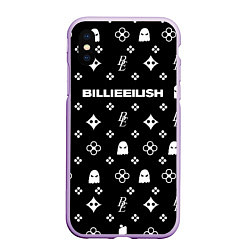 Чехол iPhone XS Max матовый Billie Eilish: Black Pattern, цвет: 3D-сиреневый