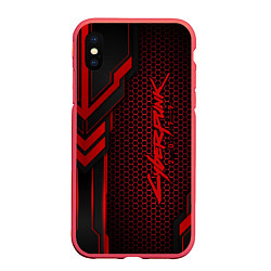 Чехол iPhone XS Max матовый Cyberpunk 2077, цвет: 3D-красный