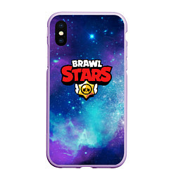 Чехол iPhone XS Max матовый BRAWL STARS лого в космосе