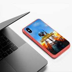 Чехол iPhone XS Max матовый PUBG, цвет: 3D-красный — фото 2