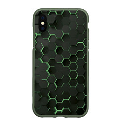 Чехол iPhone XS Max матовый Объемные зеленые соты