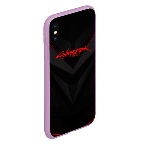 Чехол iPhone XS Max матовый CYBERPUNK 2077 / 3D-Сиреневый – фото 2