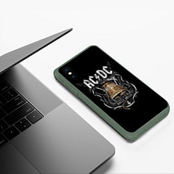 Чехол iPhone XS Max матовый ACDC - hells bells, цвет: 3D-темно-зеленый — фото 2