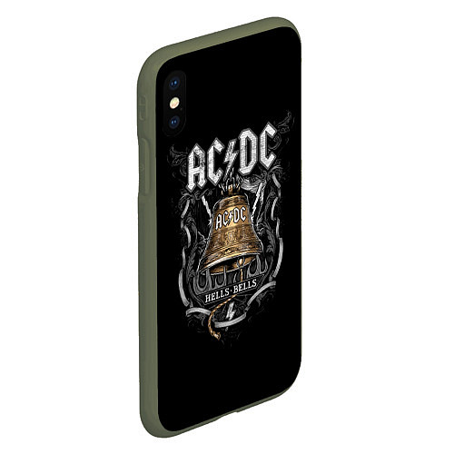 Чехол iPhone XS Max матовый ACDC - hells bells / 3D-Темно-зеленый – фото 2