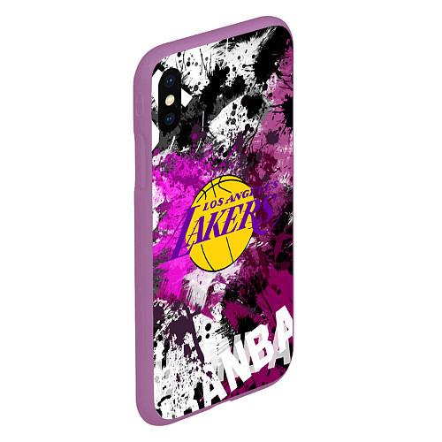 Чехол iPhone XS Max матовый Лос-Анджелес Лейкерс, Los Angeles Lakers / 3D-Фиолетовый – фото 2