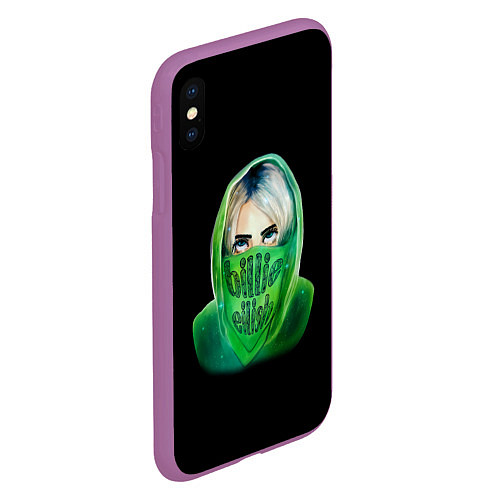 Чехол iPhone XS Max матовый Billie Eilish: Green Acid / 3D-Фиолетовый – фото 2