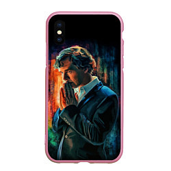 Чехол iPhone XS Max матовый Sherlock, цвет: 3D-розовый