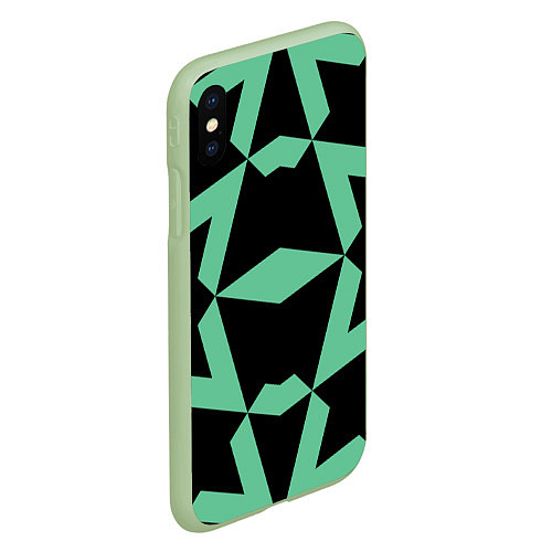 Чехол iPhone XS Max матовый Abstract zigzag pattern / 3D-Салатовый – фото 2