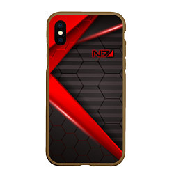 Чехол iPhone XS Max матовый Mass Effect N7, цвет: 3D-коричневый