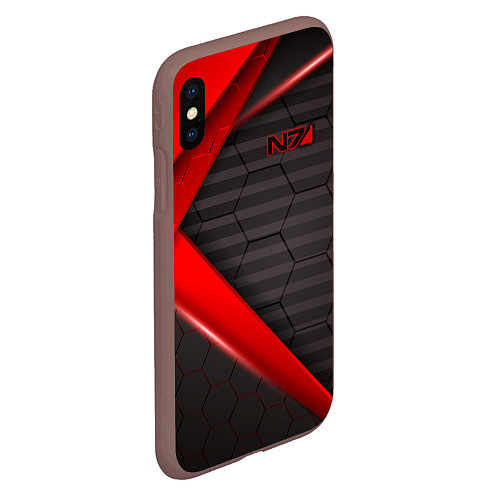 Чехол iPhone XS Max матовый Mass Effect N7 / 3D-Коричневый – фото 2