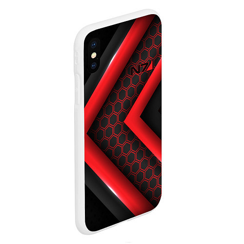 Чехол iPhone XS Max матовый Mass Effect N7 / 3D-Белый – фото 2