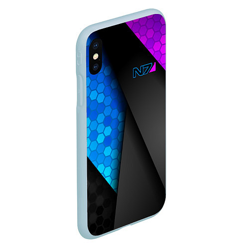 Чехол iPhone XS Max матовый Mass Effect N7 / 3D-Голубой – фото 2