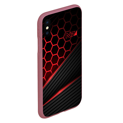 Чехол iPhone XS Max матовый Mass Effect N7 / 3D-Малиновый – фото 2