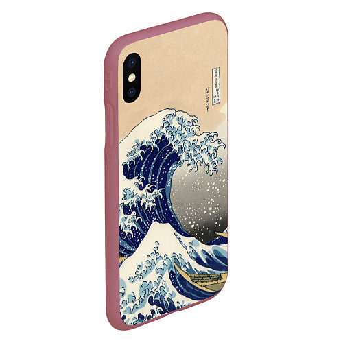 Чехол iPhone XS Max матовый Kanagawa Wave Art / 3D-Малиновый – фото 2