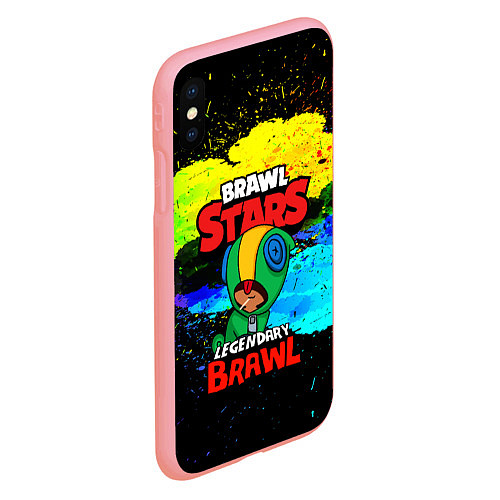 Чехол iPhone XS Max матовый BRAWL STARS LEON / 3D-Баблгам – фото 2