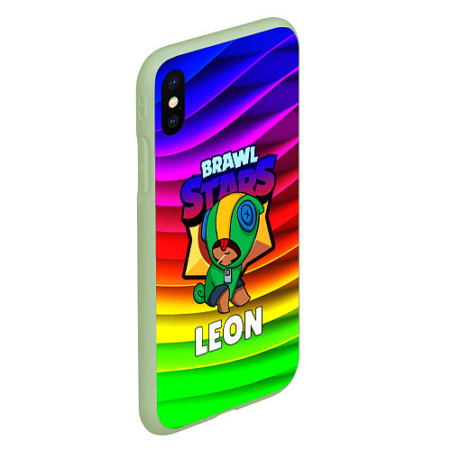 Чехол iPhone XS Max матовый BRAWL STARS LEON / 3D-Салатовый – фото 2