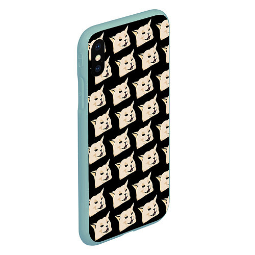 Чехол iPhone XS Max матовый Woman yelling at cat / 3D-Мятный – фото 2
