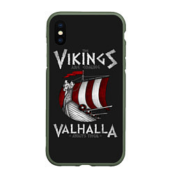 Чехол iPhone XS Max матовый Vikings Valhalla, цвет: 3D-темно-зеленый