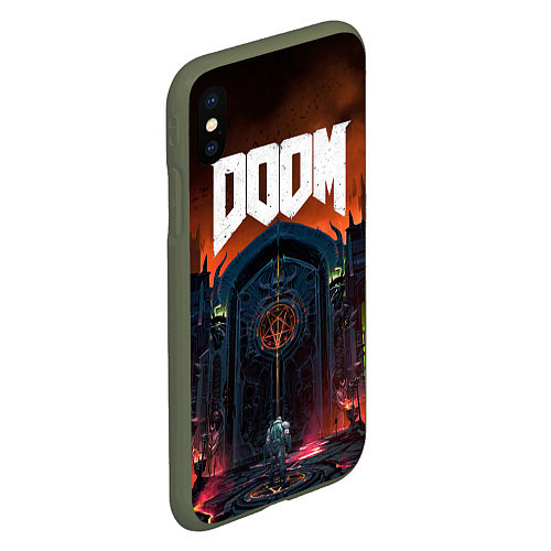 Чехол iPhone XS Max матовый DOOM - Hellgate / 3D-Темно-зеленый – фото 2