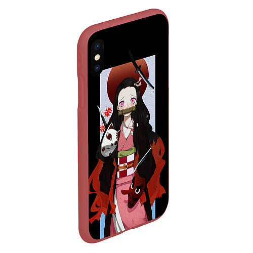 Чехол iPhone XS Max матовый Клинок рассекающий демонов / 3D-Красный – фото 2