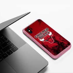 Чехол iPhone XS Max матовый CHICAGO BULLS, цвет: 3D-малиновый — фото 2