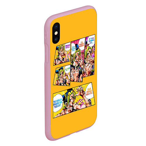 Чехол iPhone XS Max матовый Приключения ДжоДжо / 3D-Розовый – фото 2