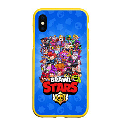 Чехол iPhone XS Max матовый BRAWL STARS ВСЕ ПЕРСОНАЖИ, цвет: 3D-желтый