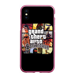 Чехол iPhone XS Max матовый GTA SA, цвет: 3D-малиновый