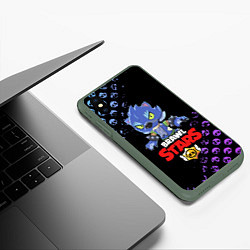 Чехол iPhone XS Max матовый BRAWL STARS ОБОРОТЕНЬ LEON, цвет: 3D-темно-зеленый — фото 2