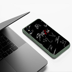 Чехол iPhone XS Max матовый STRAY KIDS, цвет: 3D-темно-зеленый — фото 2