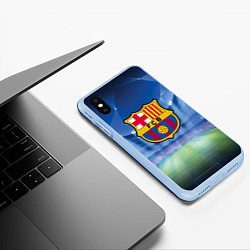Чехол iPhone XS Max матовый FC Barcelona, цвет: 3D-голубой — фото 2