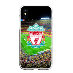 Чехол iPhone XS Max матовый FC Liverpool, цвет: 3D-белый