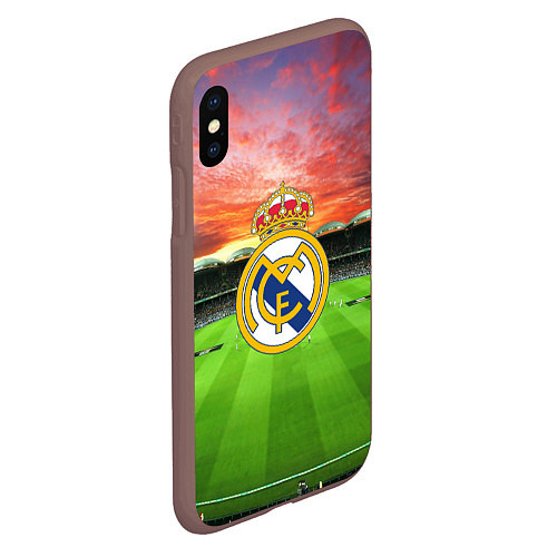 Чехол iPhone XS Max матовый FC Real Madrid / 3D-Коричневый – фото 2
