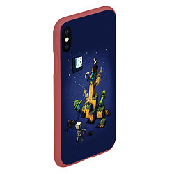 Чехол iPhone XS Max матовый MINECRAFT, цвет: 3D-красный — фото 2