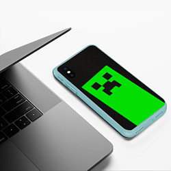 Чехол iPhone XS Max матовый MINECRAFT карбон, цвет: 3D-мятный — фото 2