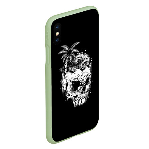 Чехол iPhone XS Max матовый Череп / 3D-Салатовый – фото 2