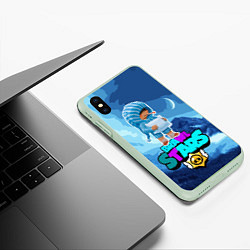 Чехол iPhone XS Max матовый BRAWL STARS х LEON SLEEPY, цвет: 3D-салатовый — фото 2