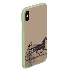Чехол iPhone XS Max матовый Лошадь с колесницей, цвет: 3D-салатовый — фото 2