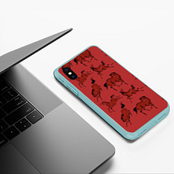 Чехол iPhone XS Max матовый Красные кони, цвет: 3D-мятный — фото 2