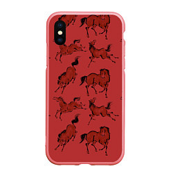Чехол iPhone XS Max матовый Красные кони, цвет: 3D-баблгам