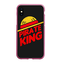 Чехол iPhone XS Max матовый One Piece Pirate King, цвет: 3D-малиновый