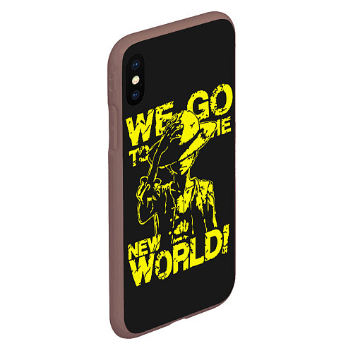 Чехол iPhone XS Max матовый One Piece We Go World / 3D-Коричневый – фото 2