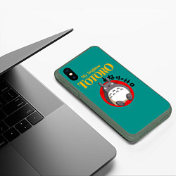Чехол iPhone XS Max матовый Totoro, цвет: 3D-темно-зеленый — фото 2